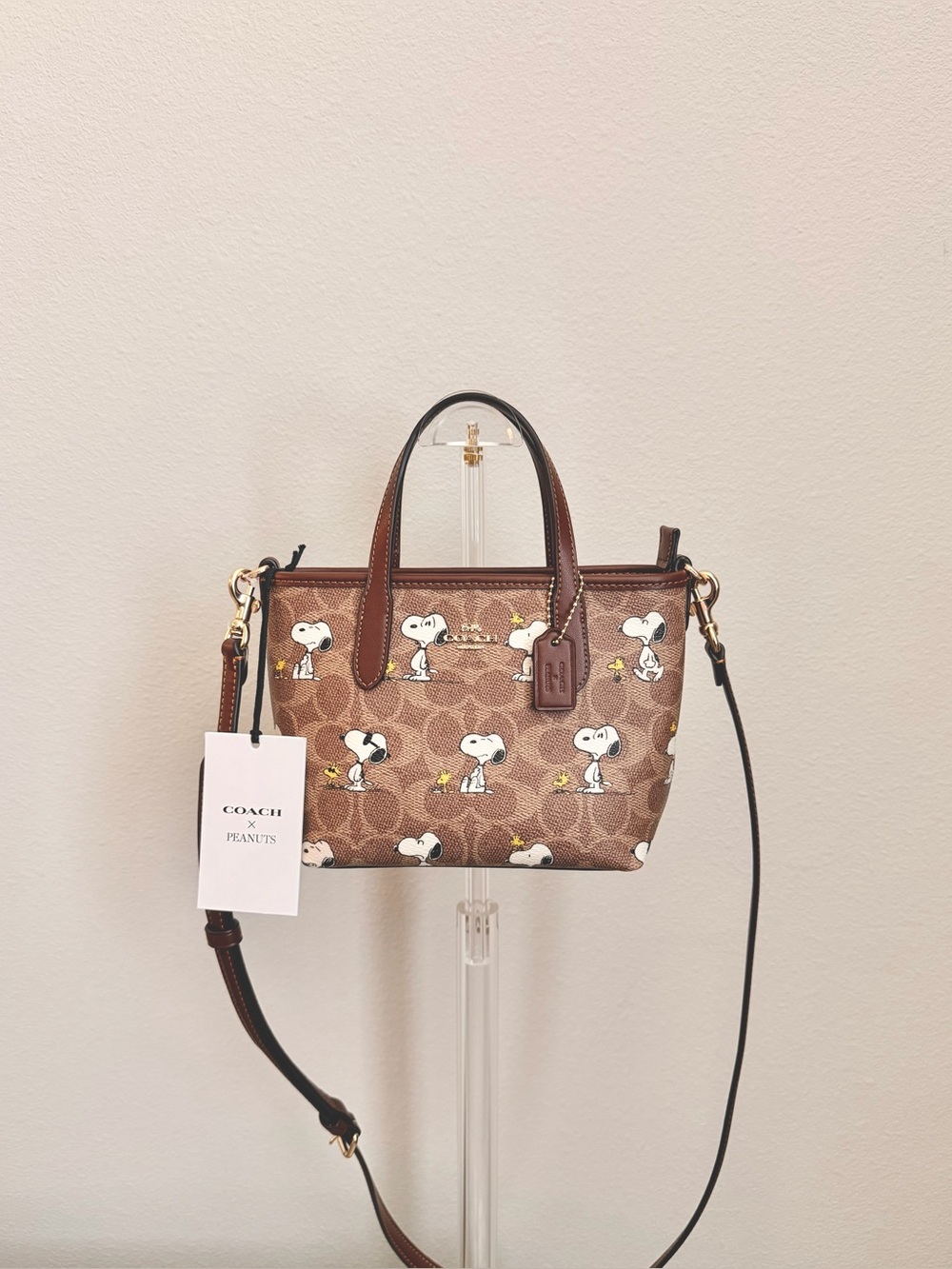 Coach x Peanuts Snoopy Brown Tote Bag with Strap - Picture 1 of 8